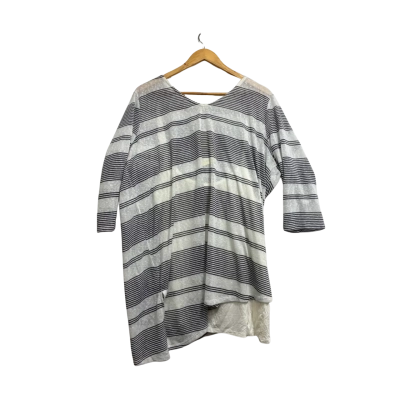 beme, Womens, Size M, 2 peice top. A sheer black striped grey top and a spaghetti strap beige top