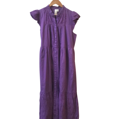 Y.A.S Womens Yasviola short sleeve long Dress  Size 12 Purple 