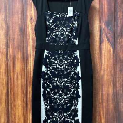  Jaqui E Size 12 Black  / White dress new 