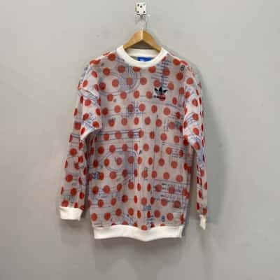 Adidas Womens Osaka Mesh Sweatshirt Size 6 Blue / Orange / White 
