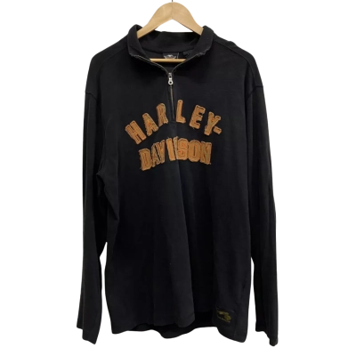 Vintage Harley Davidson Mens Quarter Zip Jumper Size L  