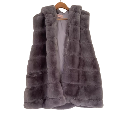 Zoe Moss.  Soft Grey Faux Fur Long Vest.  Size 16
