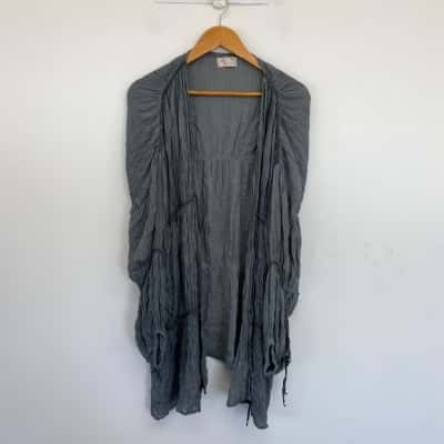 Free People Grey Long Line Cardigan One  Size 