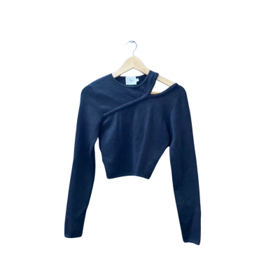 AJE Size S Cropped Top / Long Sleeve Top Black  