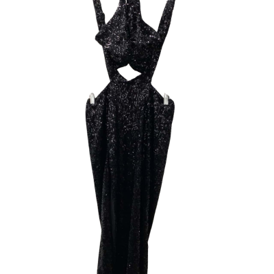 White Fox Womens  Size XL Black  sequinned evening dress