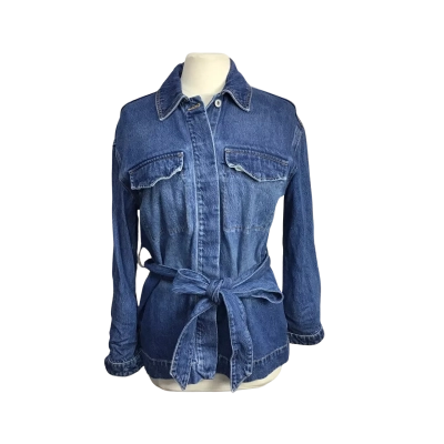 Witchery Womens  Size 4 Blue Denim Loose Fit Jacket with Sash