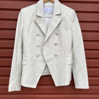 DEA Womens Size 8 Cream Leather Blazer