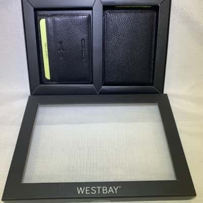 West Bay Men's Leather Wallet and Card Holder RFID Safe Gift Set