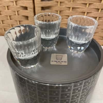 Retired SWAROVSKI Silver Crystal Schnapps Shot Glasses Set 3 Vintage Birthday Gift Wedding Party Collectable 