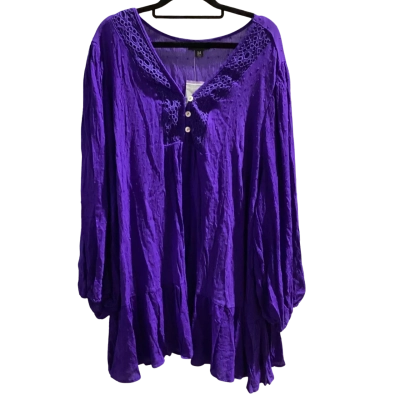 BNWT Autograph Womens Size 24 Purple Long Sleeve Laced Trimmed Top RRP $99.99