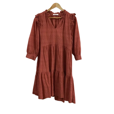 Morrison Womens  Size 2 Tiered Midi Sleeve Dress 