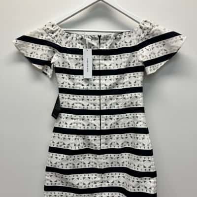 Forever New Womens Size 6 Off The Shoulder Dress Navy Blue 