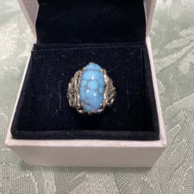  Womens Ring Silver / Turquoise 