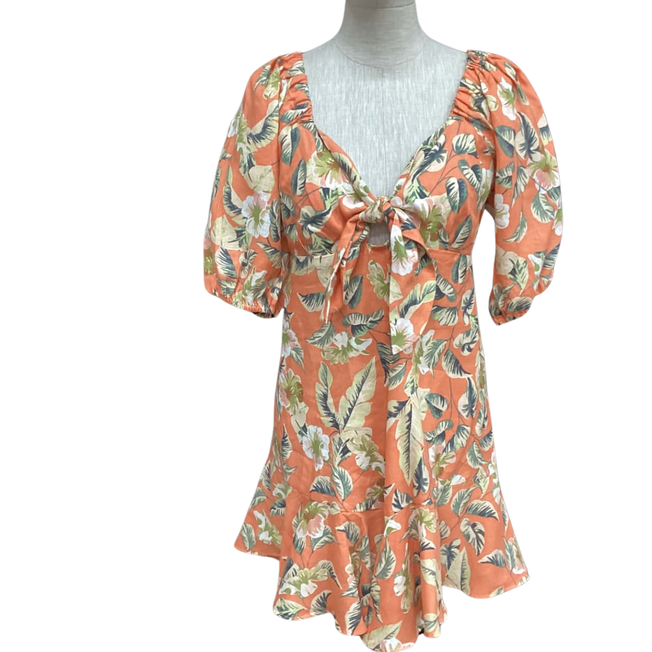 Kutai Mini Dress in Floral Devore Beige