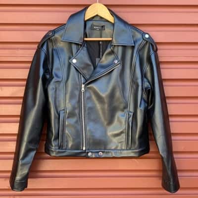 White Fox Womens Size XS/S Black Biker Jacket 