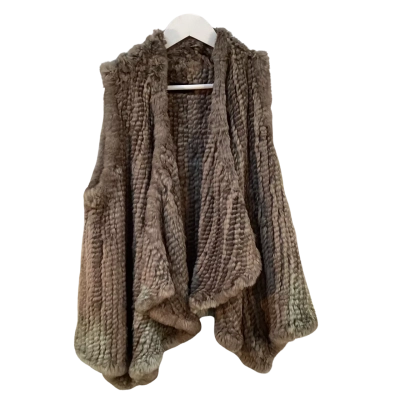 H Brand Womens One Size Rabbit Fur Vest Brown 