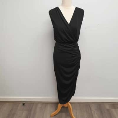 3rd Love Elegant & Classy Black /V Neck /Wrap Top /Ruche Side /Slimline /Fitted /Evening /Cocktail Dress Size 10-12 