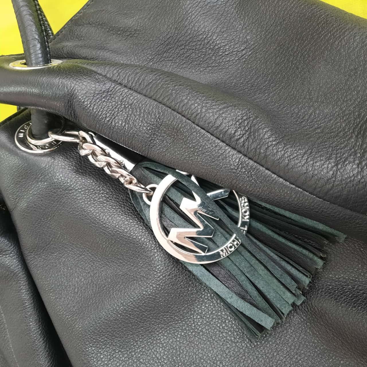 Michael Kors Soft Black Leather Slouchy Tote Top Handle Handbag Silver Hardware Shoulder Bag(s)