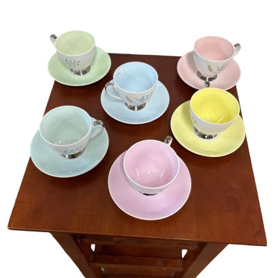 Vintage Harlequin Tea Cups Queen Anne GladeEngland