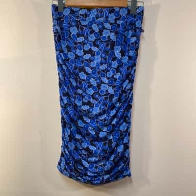 PQ Womens  Size S Maxi Skirt / Ruffled Hemline Skirt Black  / Blue / Floral 