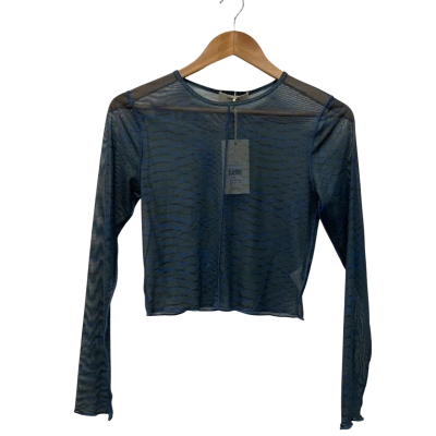 FIRST MSE Womens  Size M Long Sleeve Top Black  / Blue / Green 