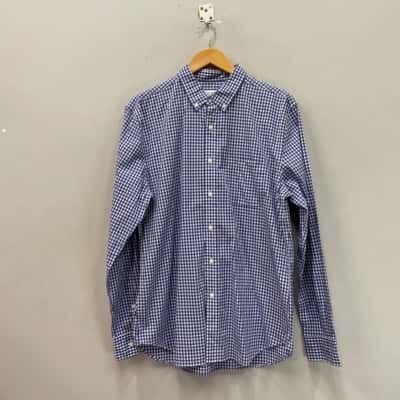 David Jones Mens  Size L Checked Long Sleeve Shirt Blue / Checked 