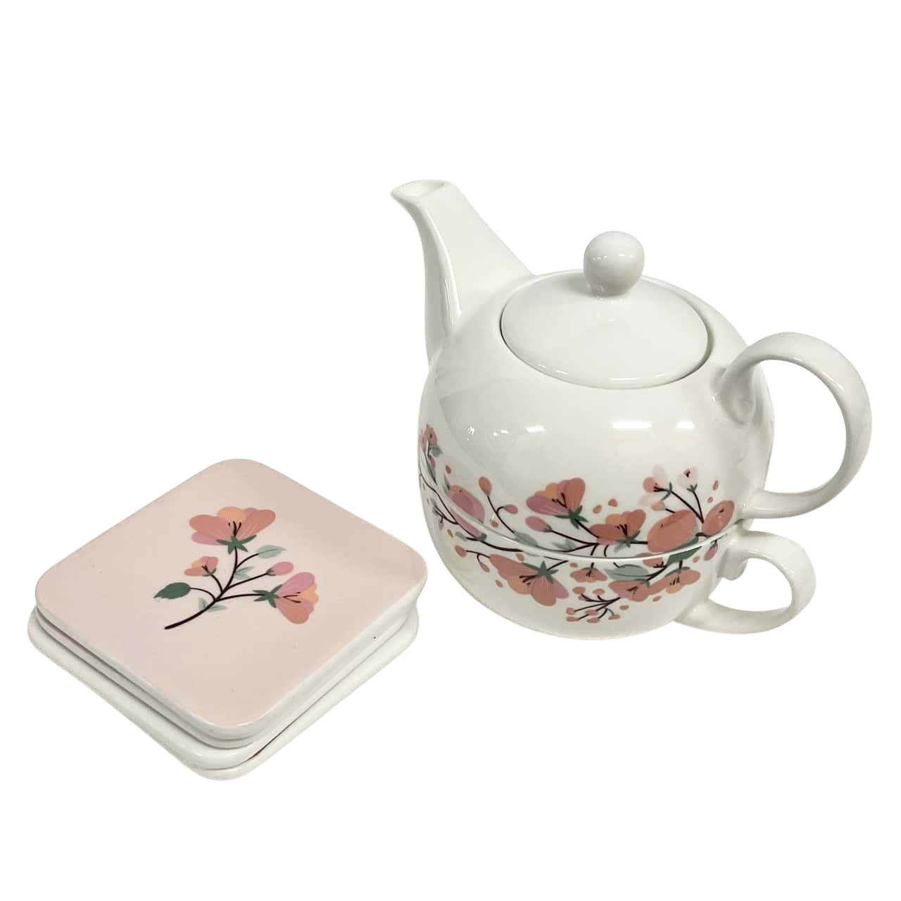 Adore tea for 1 teapot and fine bone china coasters boxed