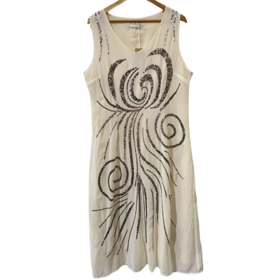 Tendency Womens  Size XL Maxi Dress Cream / Silver 