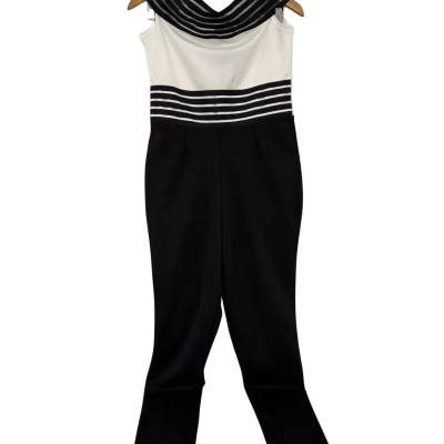 I-X London Womens Black and White Mesh-Acccented Jumpsuit - Size 12 