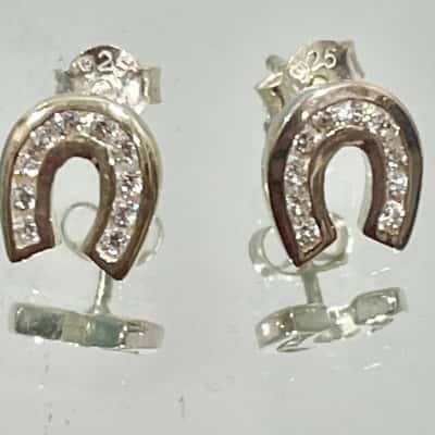925 SilverHorseshoe Diamontee Stud Earrings 