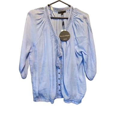 Caroline Morgan Womens  Size 8 V-Neck Top Blue 