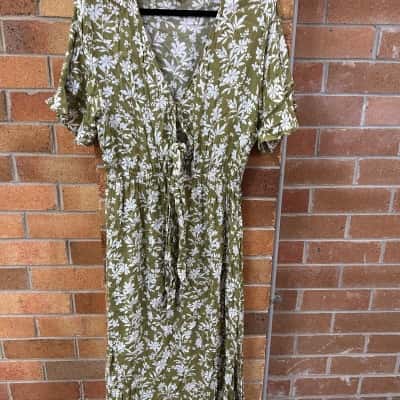 Ghanda Womens  Size L Maxi Dress Floral / Green 