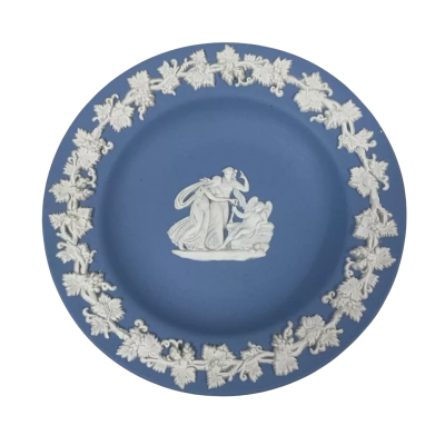 Wedgewood Blue Jasperware Cupid Trinket Plate, 17cm diameter