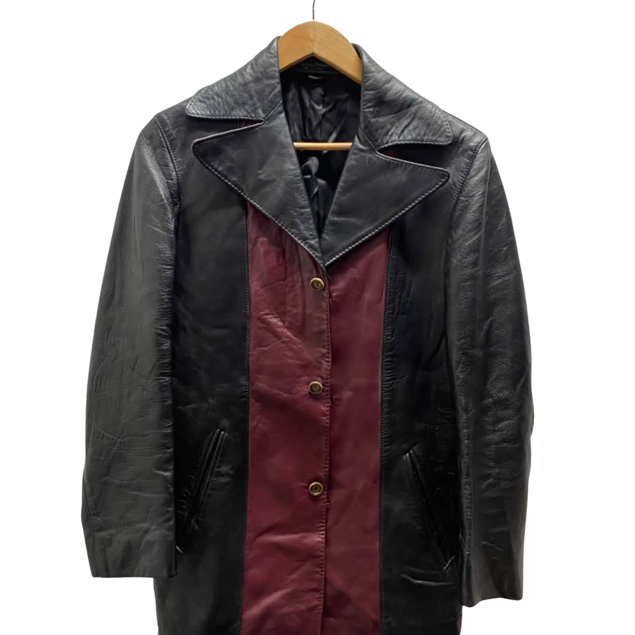 Troy Mens Leather Jacket Black / Maroon / (s)