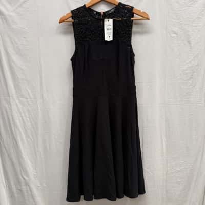 BNWT CUE Black Midi Lace Dress Size 8