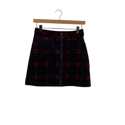 Dangerfield Womens  Size 12 High Waist Skirt Black  / Gingham / Maroon / Purple 