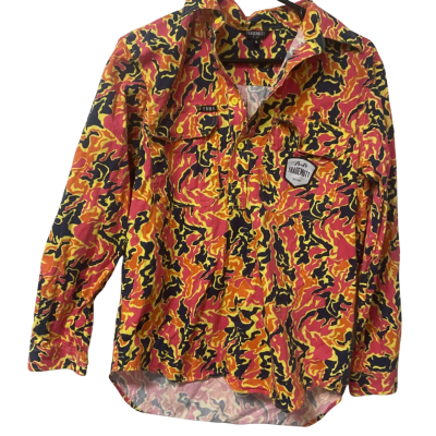 Mens Trademutt   Size M Long Sleeve Shirt Camouflage / Navy Blue / Orange / Yellow 