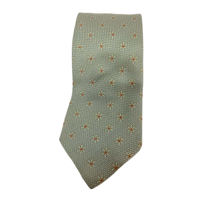  Ermenegildo Zegna 100% Silk  Green with Daisies