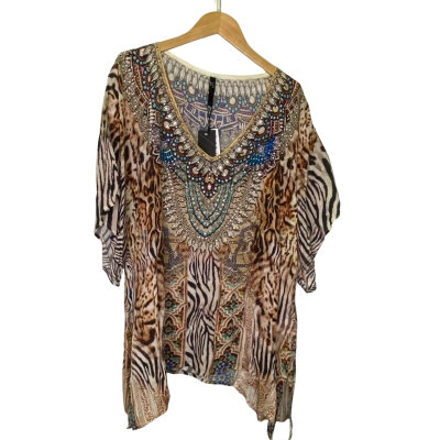 Taking Shape Womens  Size 20 Short Sleeve Top Animal print / Multicoloured / Pattern 