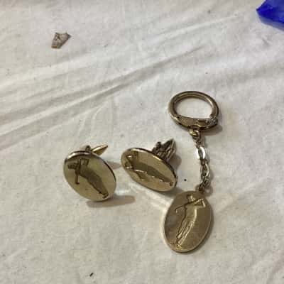 Mens Golf Cufflinks and Keyring