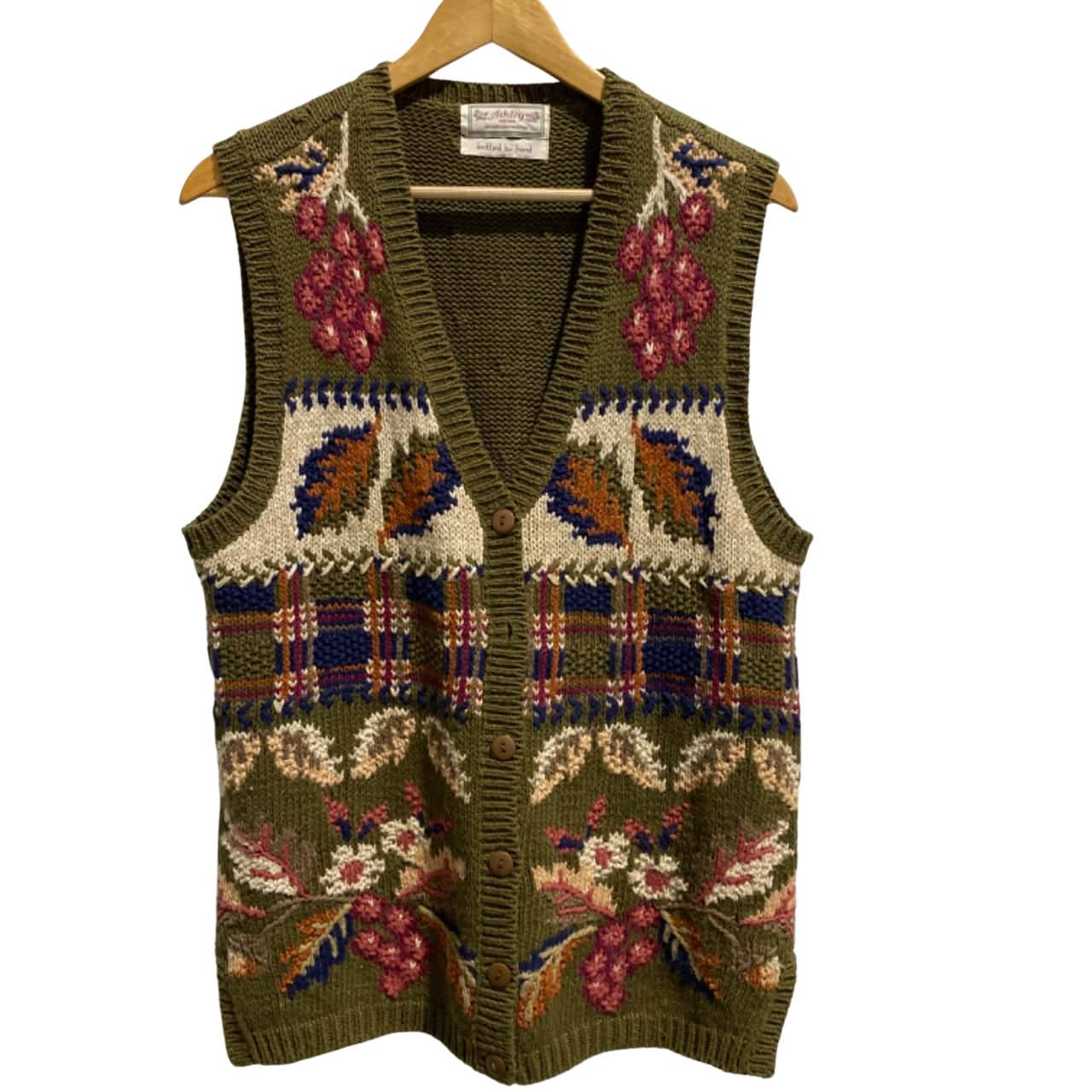 Ashley Petites Womens Size L Khaki / Multicoloured / Olive Vest(s)