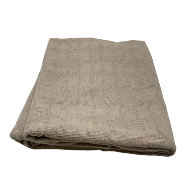 Cotton mix fabric.  135 x 230 cm approx.  Open weave pattern of rectangles 5 x 2 cm. 