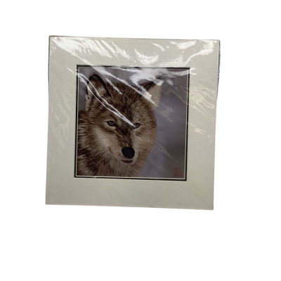 Stunning Susho King Art Hand Stitched Wolf 19x19cm w/ 30x30cm Frame BRICA2