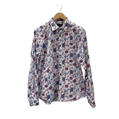 Oxford Mens  Size M Long Sleeve Shirt Floral / White Slim Fit