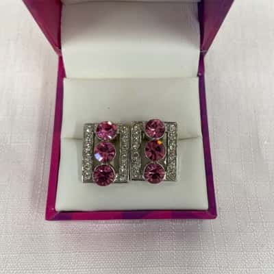  Womens Pink Swarovski and Diamante Earrings 