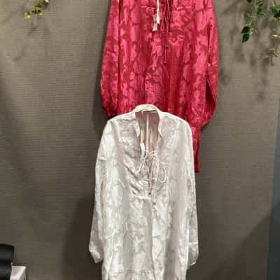  Lucky & Coco Womens  Size XL Pattern lace up front Coral and White