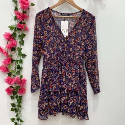 Zara Women Long Sleeve Floral Dress Size M