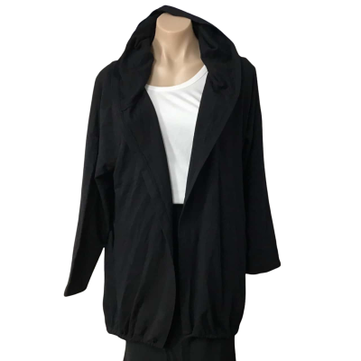Donna Donna Womens One Size Black / Silver “Wild” Open Hooded Jacket
