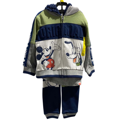 BNWT Disney Kids  Size 5 Jacket Top and Trackies Set Blue and Green with Mickey and Pluto
