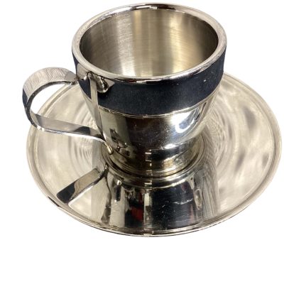Stainless Steel Espresso Cups & Saucers 